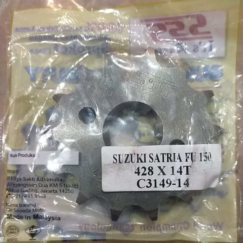 SSS GEAR GER DEPAN 428 520 JUPITER VIXION R15 MEGAPRO GL CB150R SUPRA SATRIA FU SMASH SHOGUN GIR FRONT SPROCKET-SSS 428x14 fu150