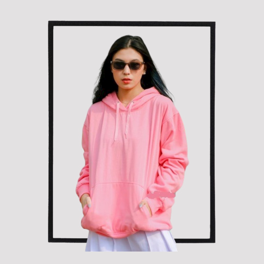 Hoodie Jumper Polos Warna Pink baby / Baby pink Pria Wanita Size M L XL XXL premium