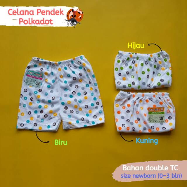 stelan pendek baju celana bayi polkadot newborn