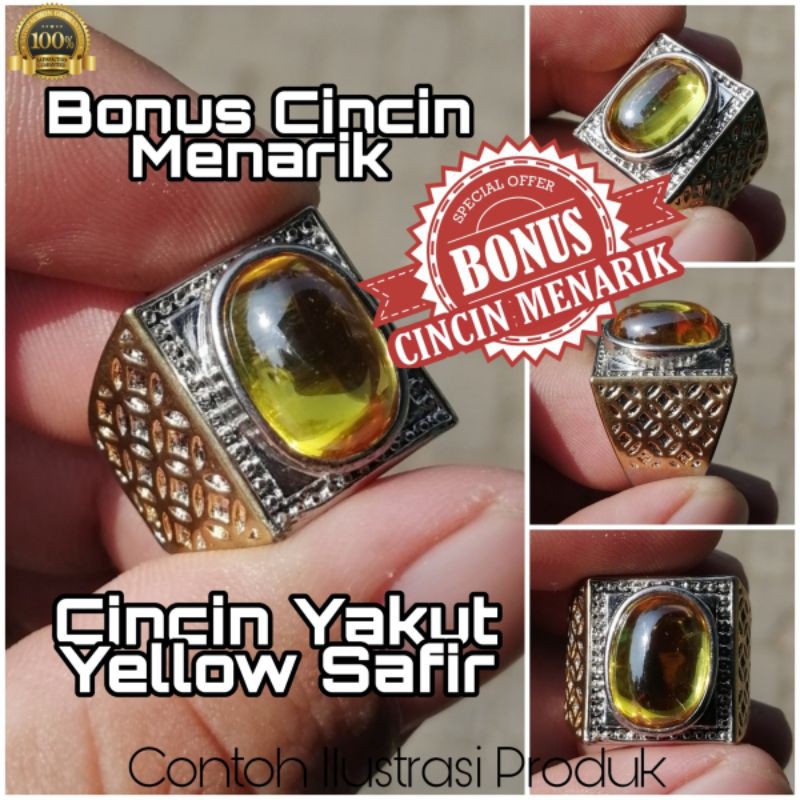 Cincin Akik Yakut Yellow Safir Kristal Mantab