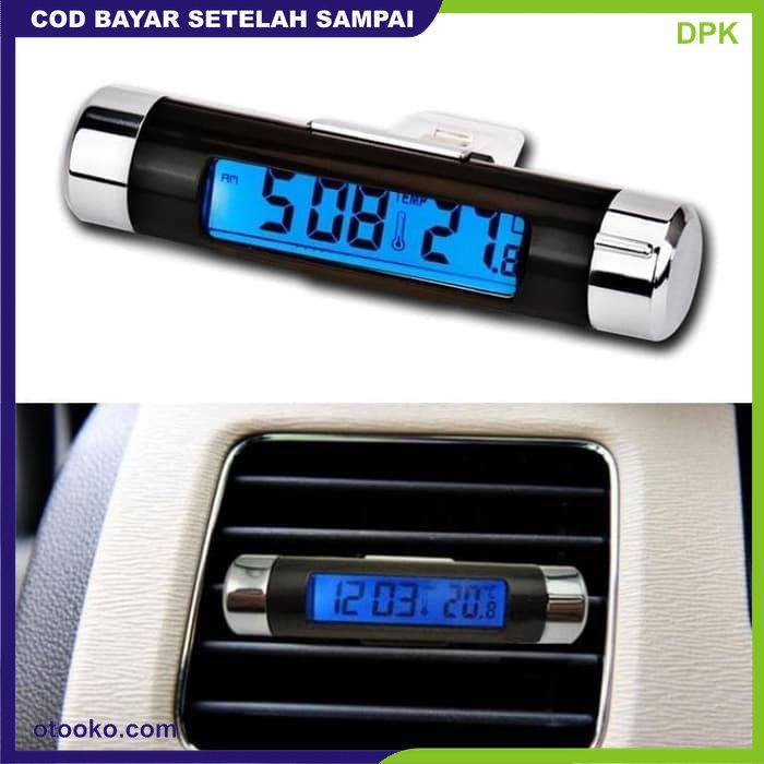 Jam Mobil Digital Suhu Termometer Mobil Car Clock Backlight