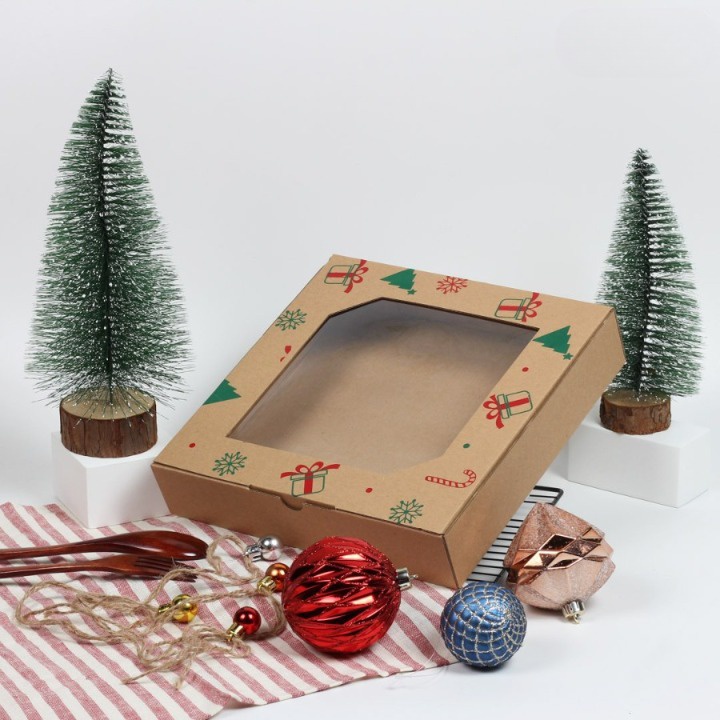 

10 pcs Box Natal Kemasan Souvenir Kardus Mika Packaging Hampers Kue Kering Dus Cheese Cake Ukuran 25,5x25x5 cm
