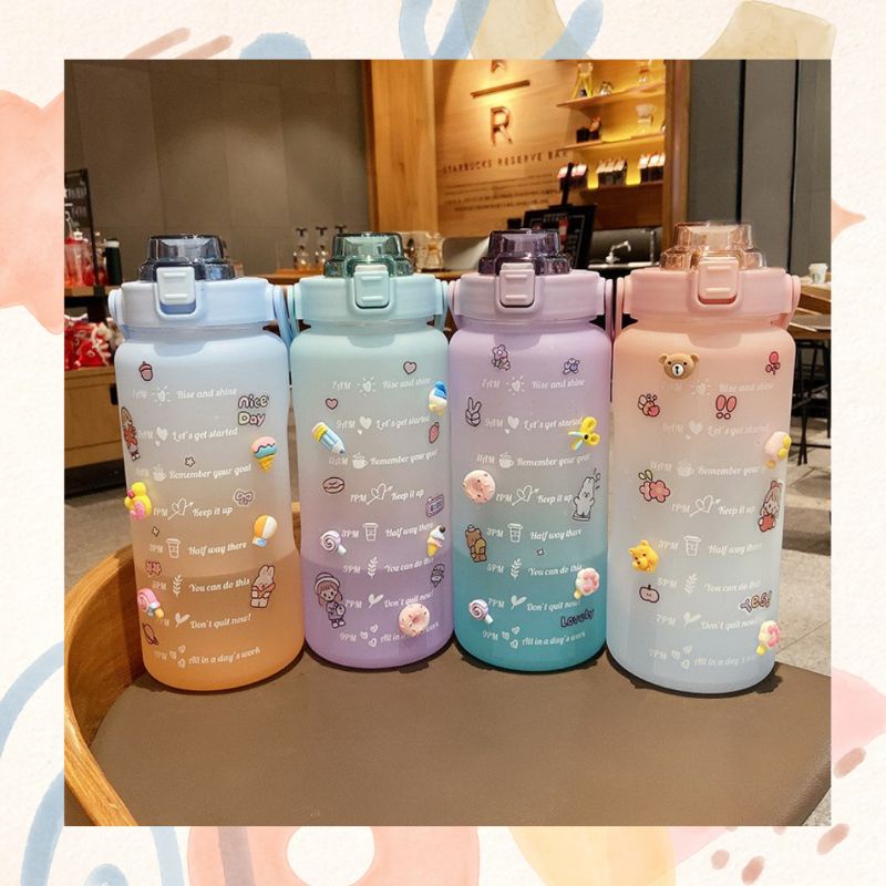 Botol 2 liter / botol motivasi olahraga / botol minum pastel 2 liter / kiyowo bottle