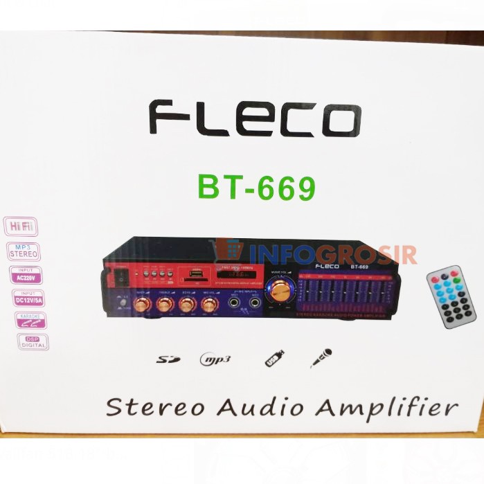 Power Amplifier Fleco BT-669 Wireless Blueooth AC DC Radio
