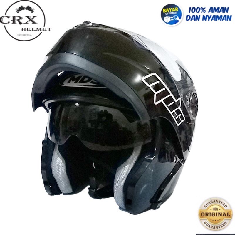 Helm Full Face Modular Mds Pro Rider Solid Black Matt Original