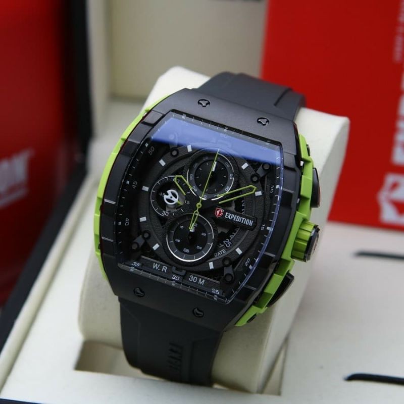 Jam Tangan Expedition E 6782 Pria / E6782 M Black / Green Original