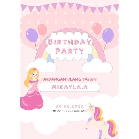 Undangan ulang tahun unicorn