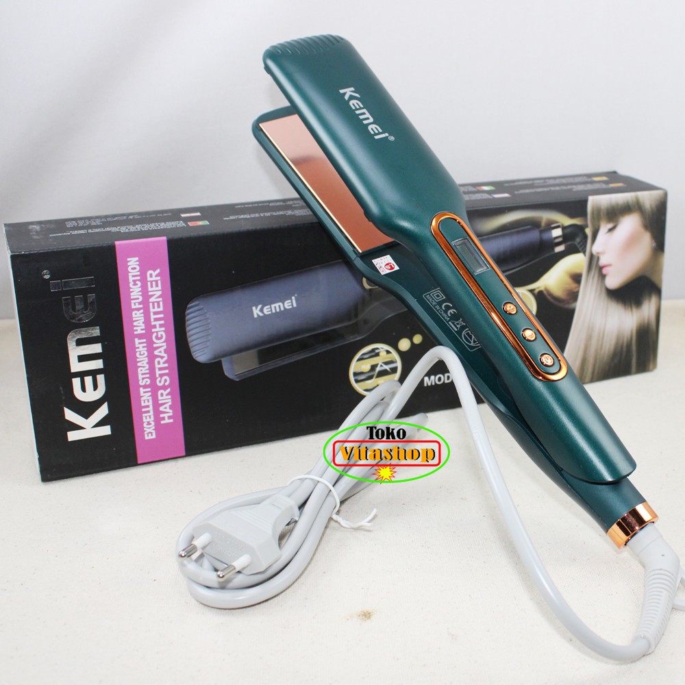 Catokan Rambut Kemei KM-8879 Catok Alat Pelurus Rambut Suhu + LED