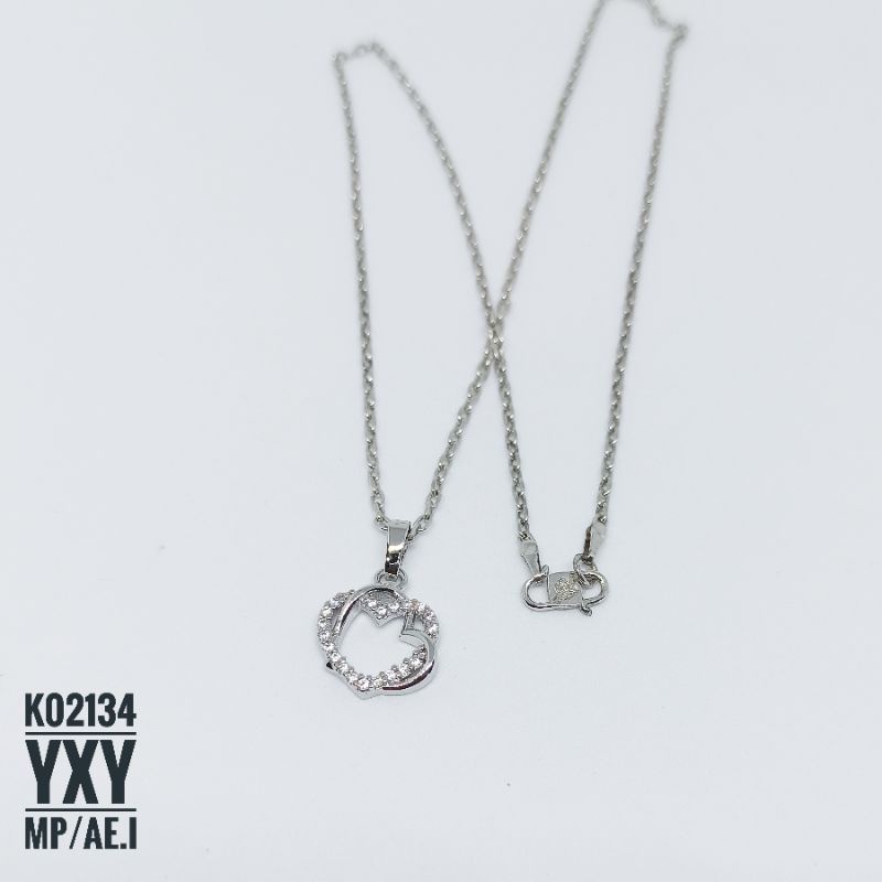 Kalung Yaxiya Zircon Love Silver K02134