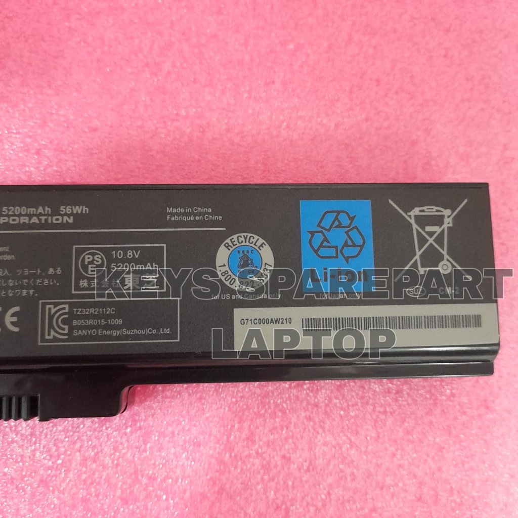 Baterai Battery Original Laptop Toshiba Satellite L745 L740 L730 L630 L635 L640 L645 L650 L655 C600 C640 A665 A760 A765 A660 NB510 Pa-3817 PA3817