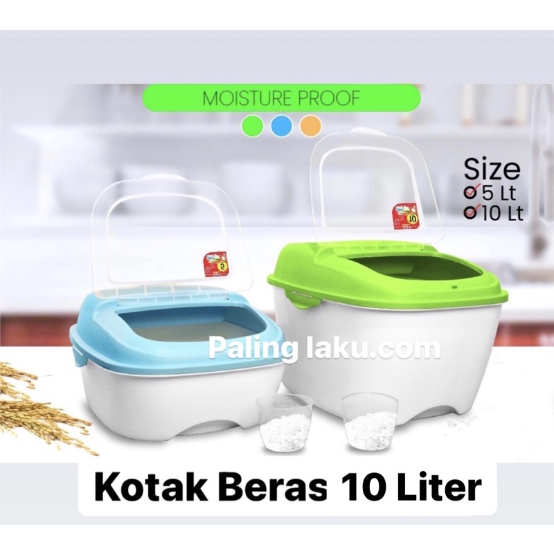 Fortuna Kotak Beras 10 Liter / Rice box + gelas Takar