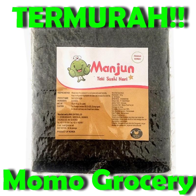 

Manjun Yaki sushi nori Seaweed Rumput Laut 50 sheets/lembar TERMURAH