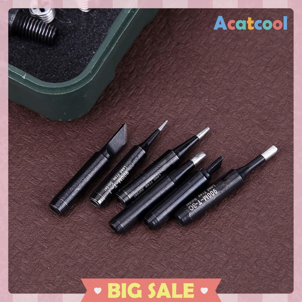 6pcs Pure Copper Iron Tip 900M-T Soldering Tip Soldering Rework Station