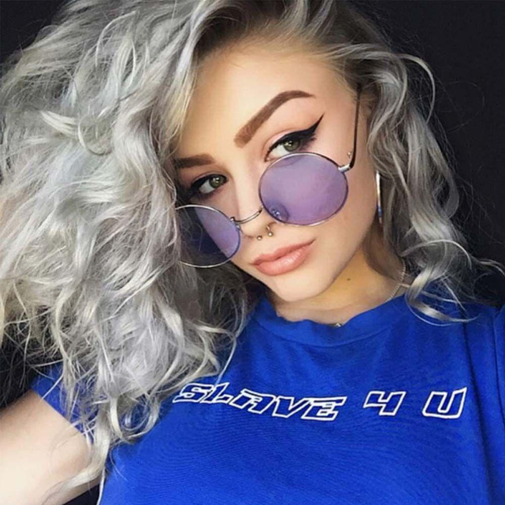 Mxbeauty Kacamata Bulat Fashion Warna Silver Retro Bingkai Bulat Warna Emas Lensa Gradasi Bingkai Logam Hitam Pria Sunglasses