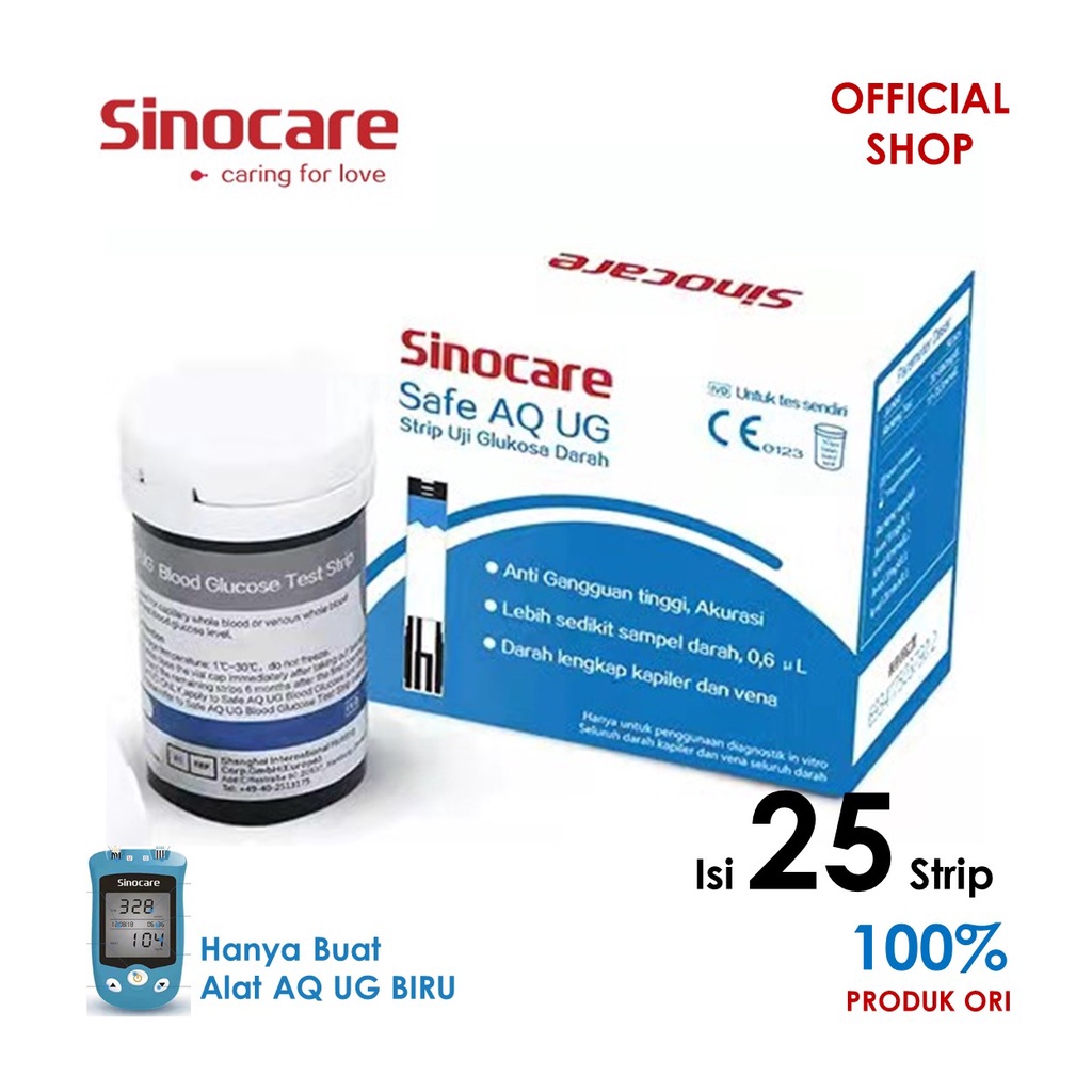 Strip Uji Gula Darah Safe AQ UG Sinocare (25 Strip)