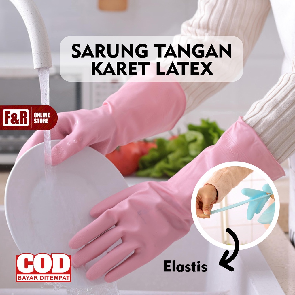 Sarung Tangan Karet Sarung Tangan Kebun Sarung Tangan Cuci Piring Anti Air Tebal Latex Rubber Glove