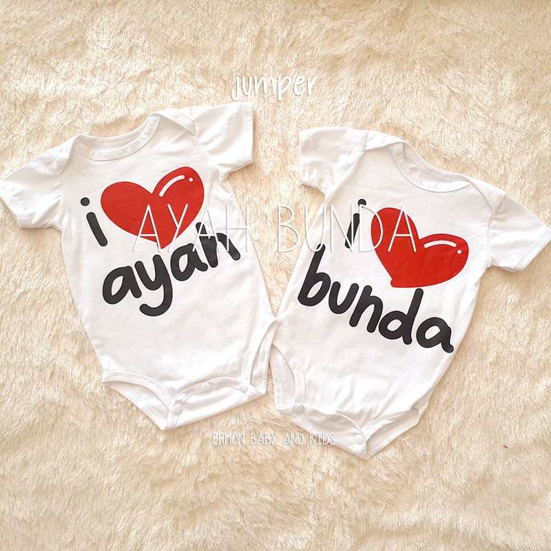 baju bayi jumper bayi love ayah bunda sepasang 2pc