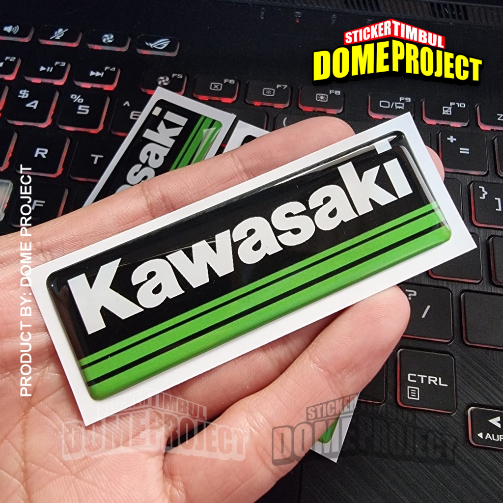 STICKER MOTOR EMBLEM TIMBUL KAWASAKI KOTAK STICKER MOTOR PREMIUM GRADE