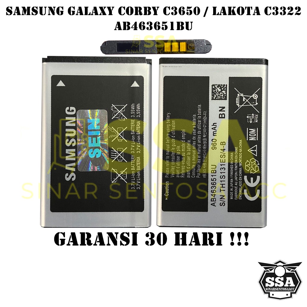 Baterai Original OEM Samsung Galaxy Corby Lakota C3650 C3322 AB463651BU HP Ori Battery Batrai Batre Batu Batere GARANSI AWET MURAH