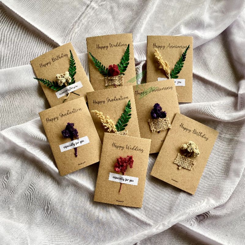 Kartu Ucapan Rustic| Gift Card Aesthetic Kraft Kartu Ucapan Hampers Kado Murah Ulang Tahun Wisuda We
