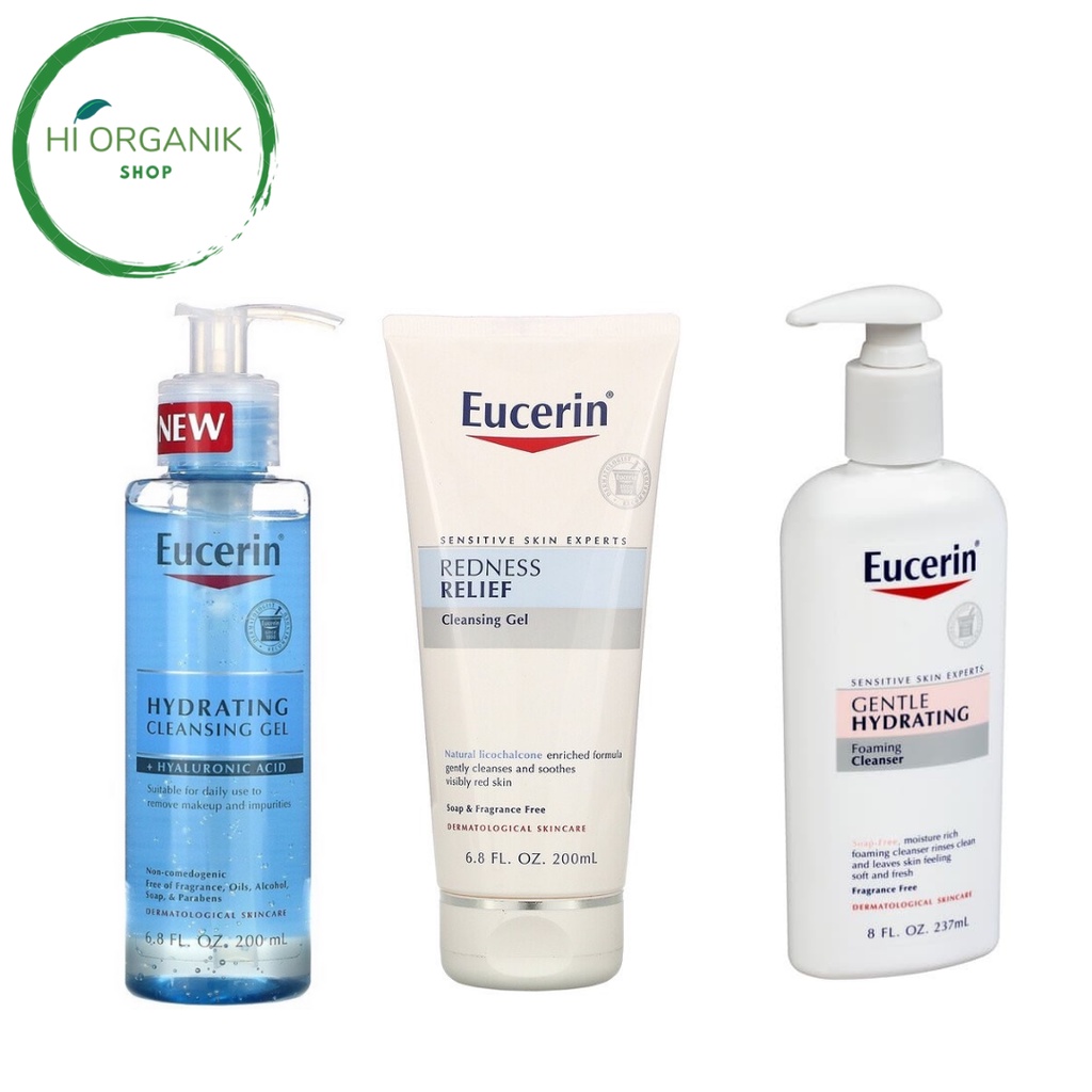 Jual Eucerin Hydrating Cleansing Gel + Hyaluronic Acid 200 ml ; Redness