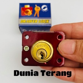 Kunci Laci FREDER 508 Lubang 16 mm Kuning Punggung Merah - Kunci Laci Lemari Loker Drawer Lock