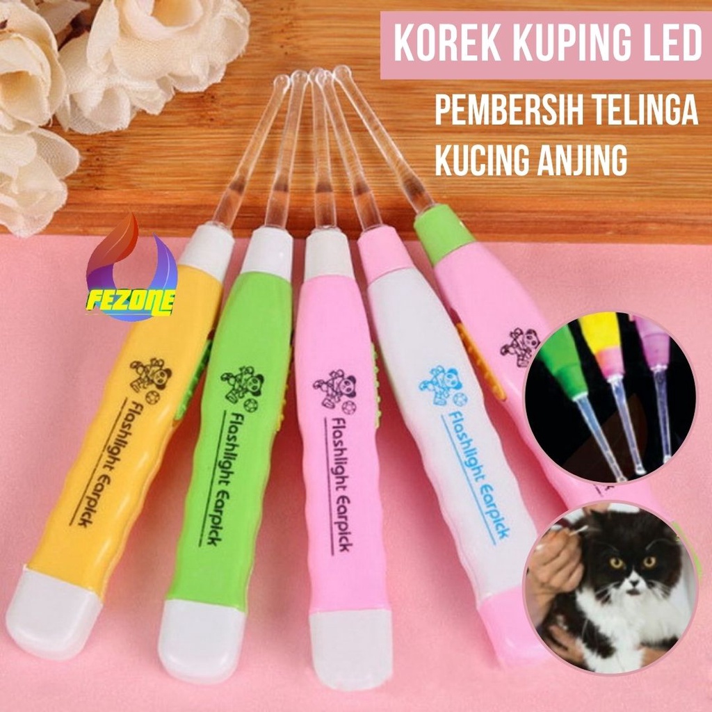 Korek Kuping Lampu LED Pembersih telinga Kucing Anjing Nyala Senter FEZONE