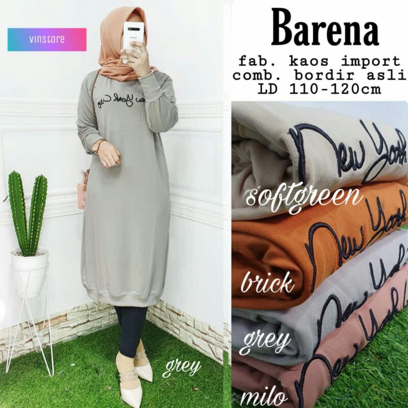 BARENA Tunik Kaos JUMBO  fab kaos import ld 110 -120 comb.bordir asli
