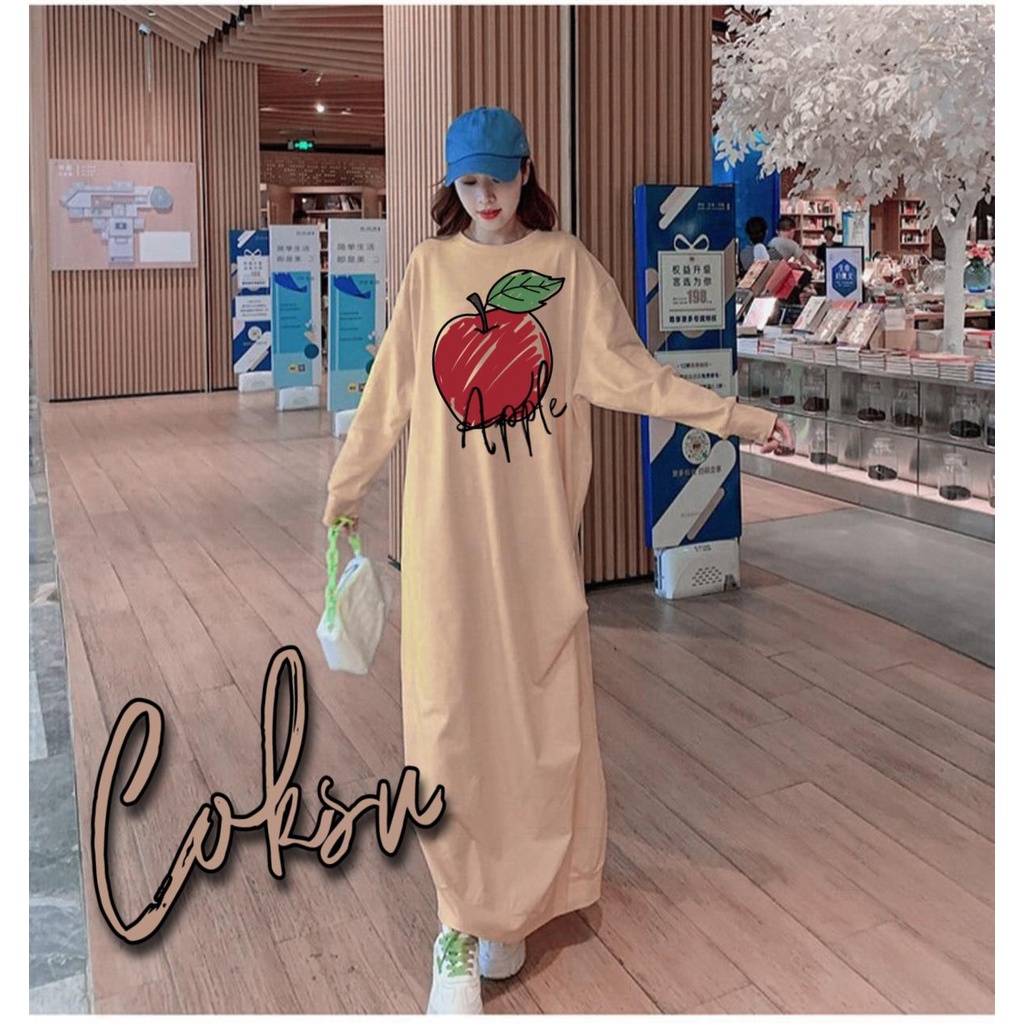 Damai fashion jakarta - long dress JUMBO wanita APPLE APPLE - konveksi murah tanah abang