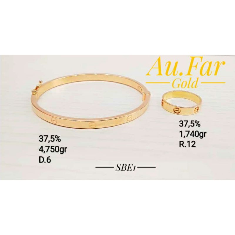 Fashion Aksesoris Wanita Perhiasan Gelang Emas cartier Kadar 375 dan Cincin Emas kadar 375
