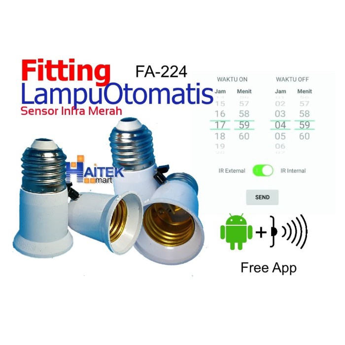 Fitting Lampu Otomatis dengan IR sensor FA224 Berkualitas
