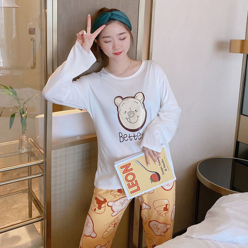 Baaju.id Set Piyama Import Baju Tidur Wanita Lengan Panjang Celana Panjang Motif Kartun Lucu KR1008