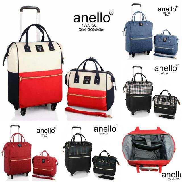 Promo Liburan ..Trolley Anello 2 in 1..Trolly Import 4 Roda plus Bag..