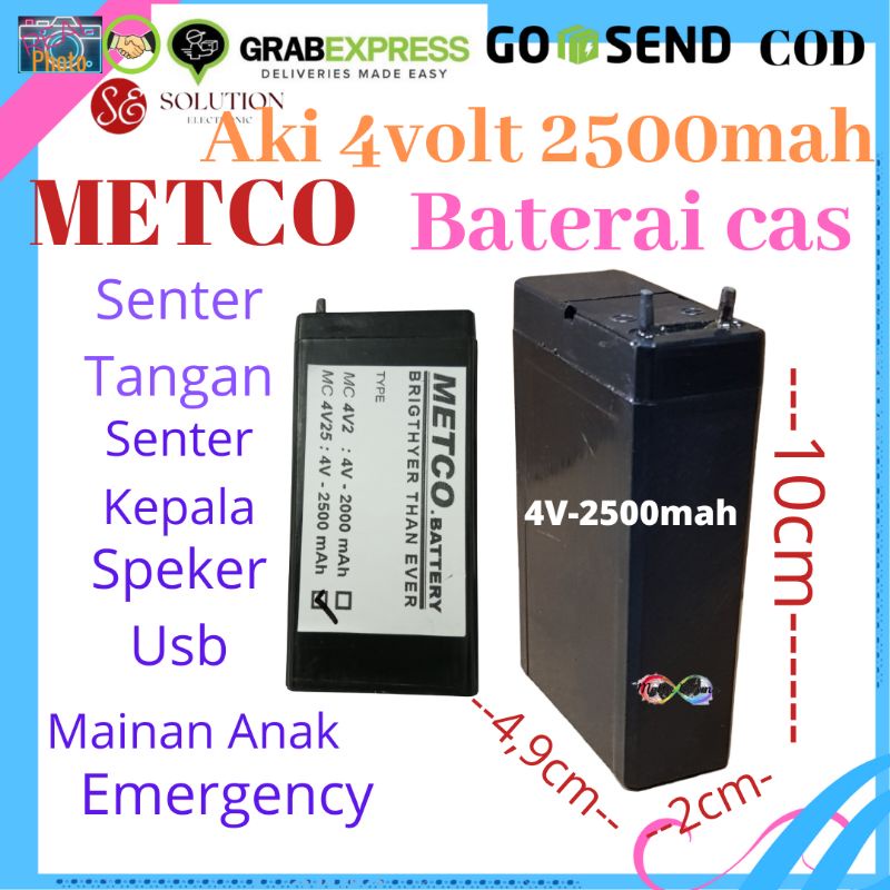 Baterai Aki kering 4 Volt 2500mah Batere kering Accu 4V 2500mah Emergency Senter