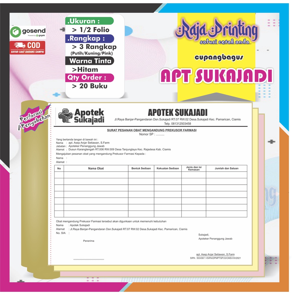 

(GRATIS DESAIN) Nota Custom uk.1/2 Folio 3 rangkap