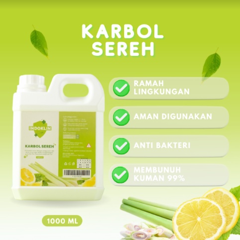 Karbol Sereh Anti Bakteri INDOKLIN 1000 ML| LAVENDER | PINUS | JERUK