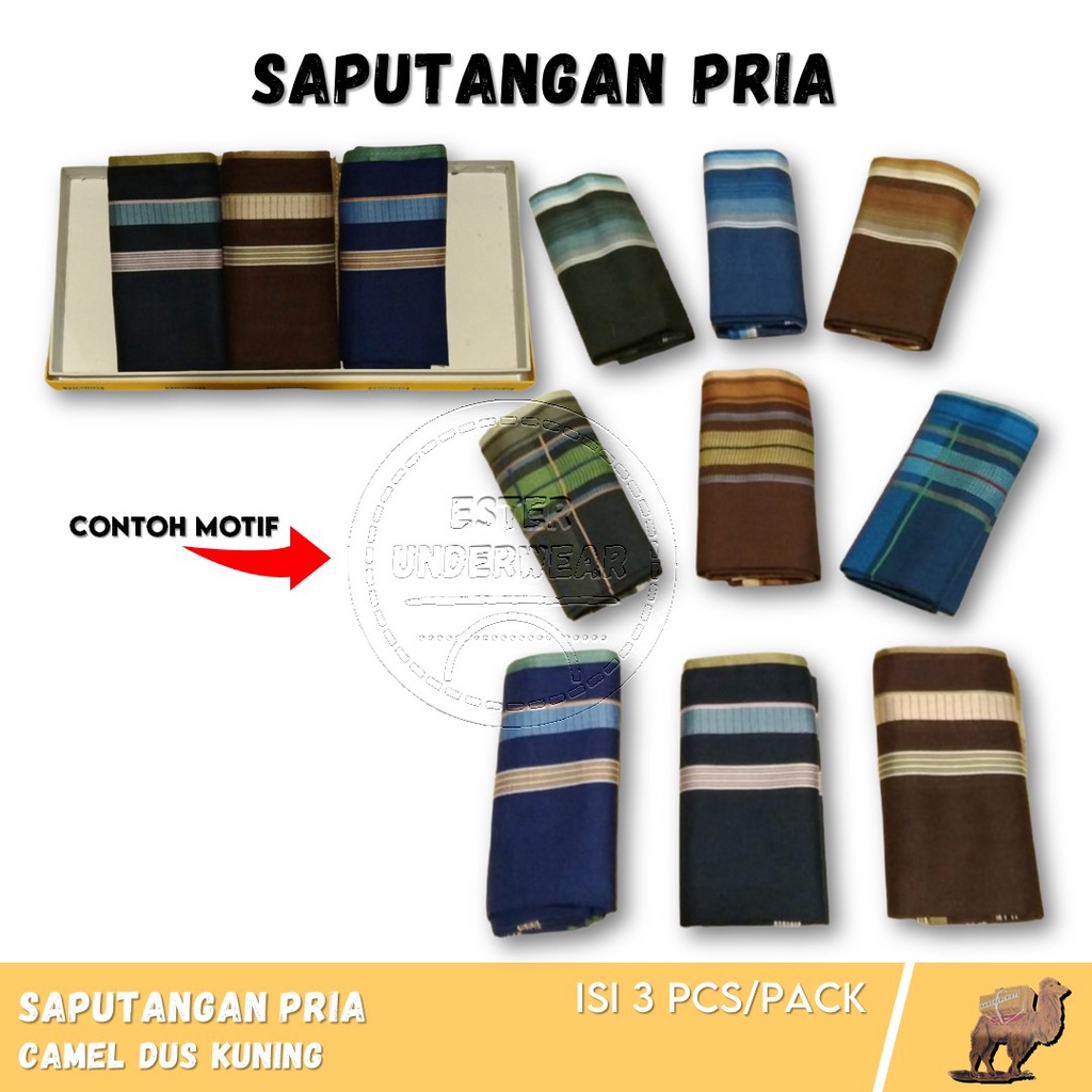 Saputangan Pria Camel Kuning Halus isi 3Pcs