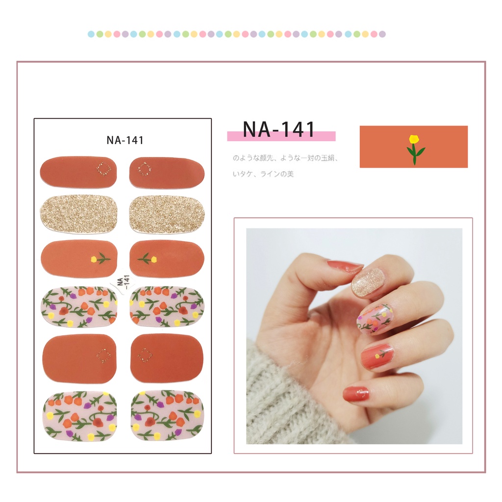 Na141-160Pcs / Lembar Stiker Kuku Palsu 3d Bronzing Untuk Nail Art Diy