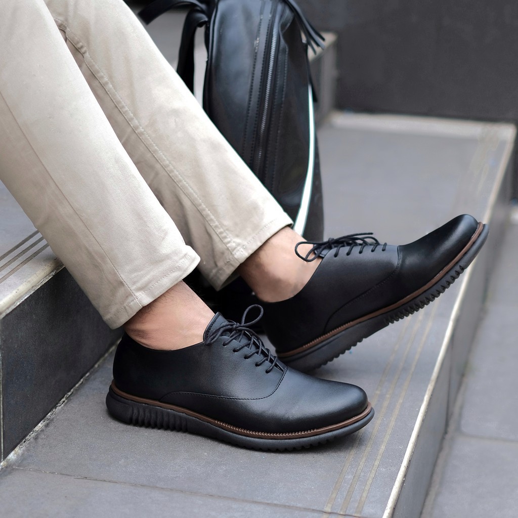 LONDON 2.0 BLACK (KULIT ASLI) |MNM x Kenzio| Sepatu Pantofel Pria Oxford Formal ORIGINAL