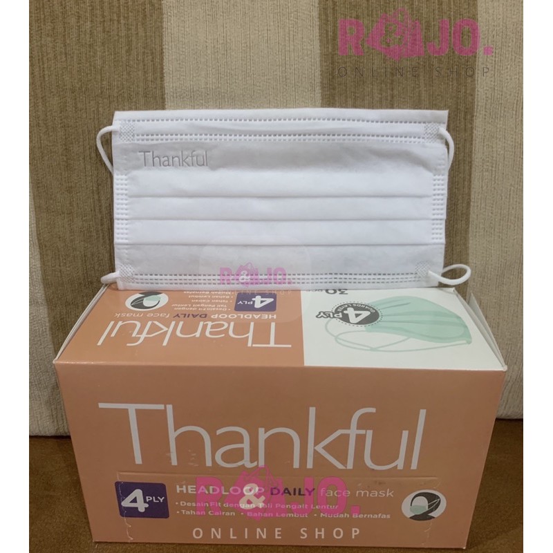 Masker Thankful Hijab Headloop 4ply daily mask isi 30 pcs