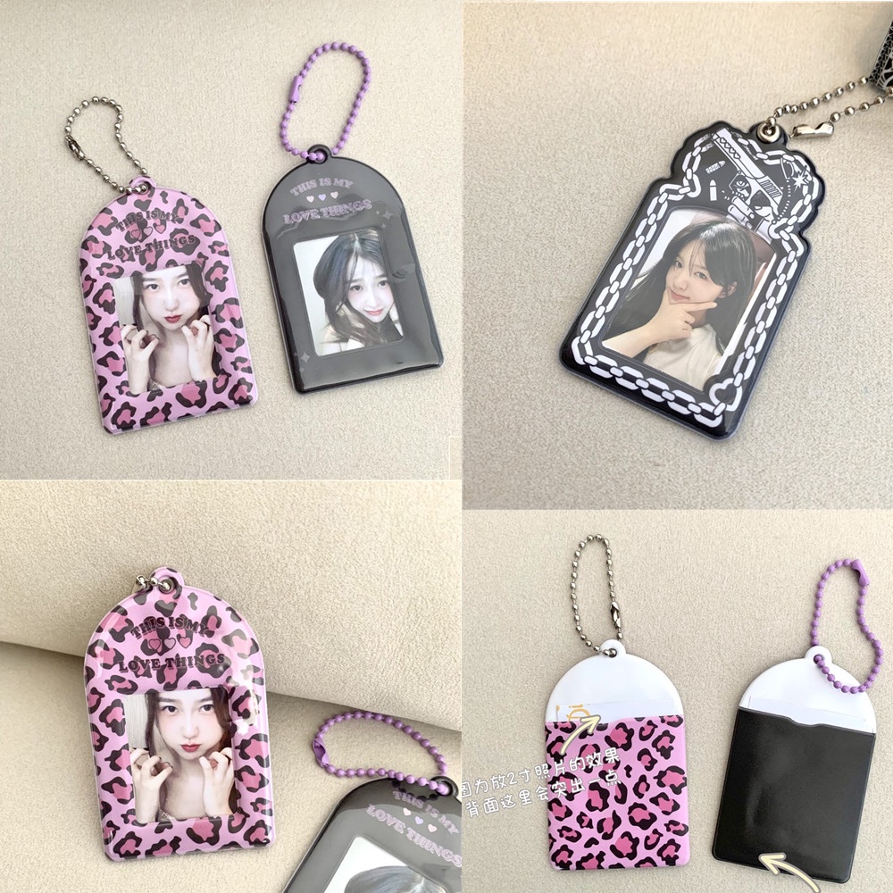 Holder Pelindung Foto Idol Mini Motif Leopard Dengan Rantai Liontin