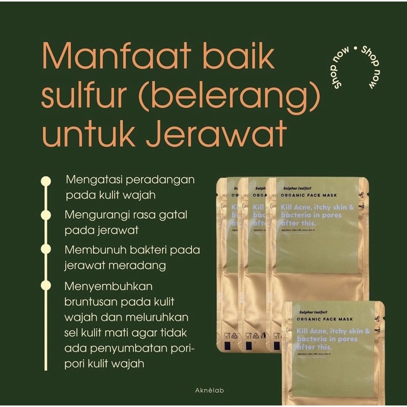 Sulphur Organic Mask - masker for acne Aknèlab (mengeringkan jerawat meradang dan membandel)