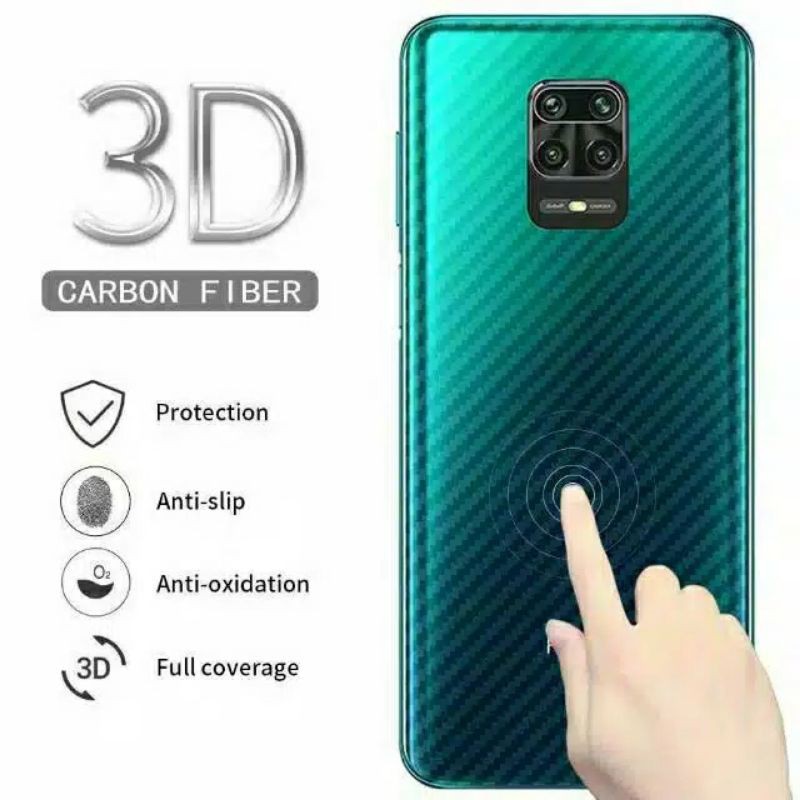 Anti Gores Skin Karbon Belakang Xiaomi Redmi Note 7 8 8Pro 9 9 Pro 10 10Pro Screen Guard Protector