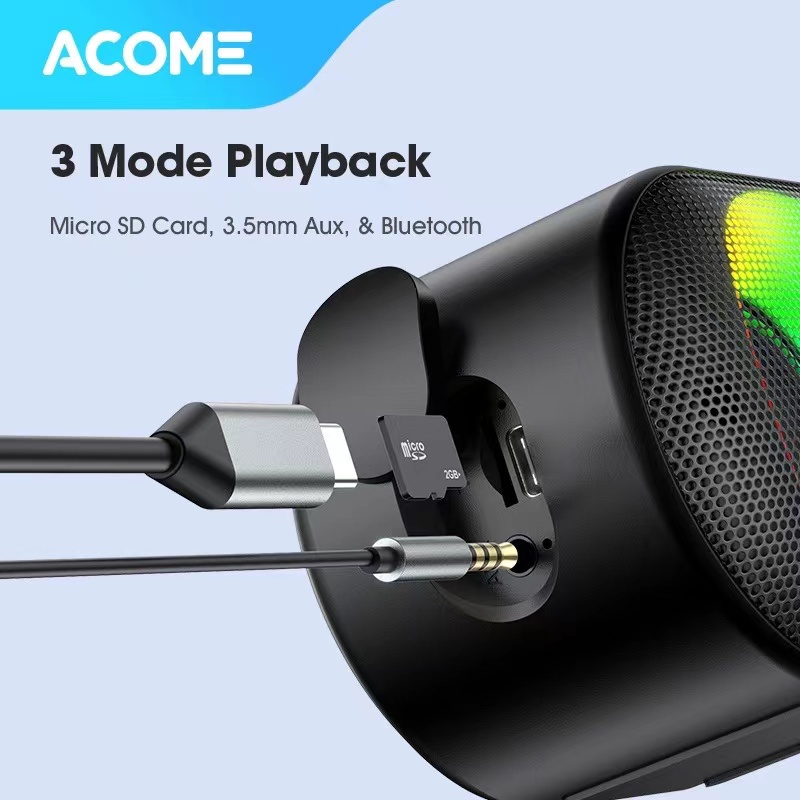 ACOME A10 Speaker Bluetooth 5.0 TWS 10W IPX6 Waterproof RGB Light Rhyme Rave Party Garansi Resmi 1 thn