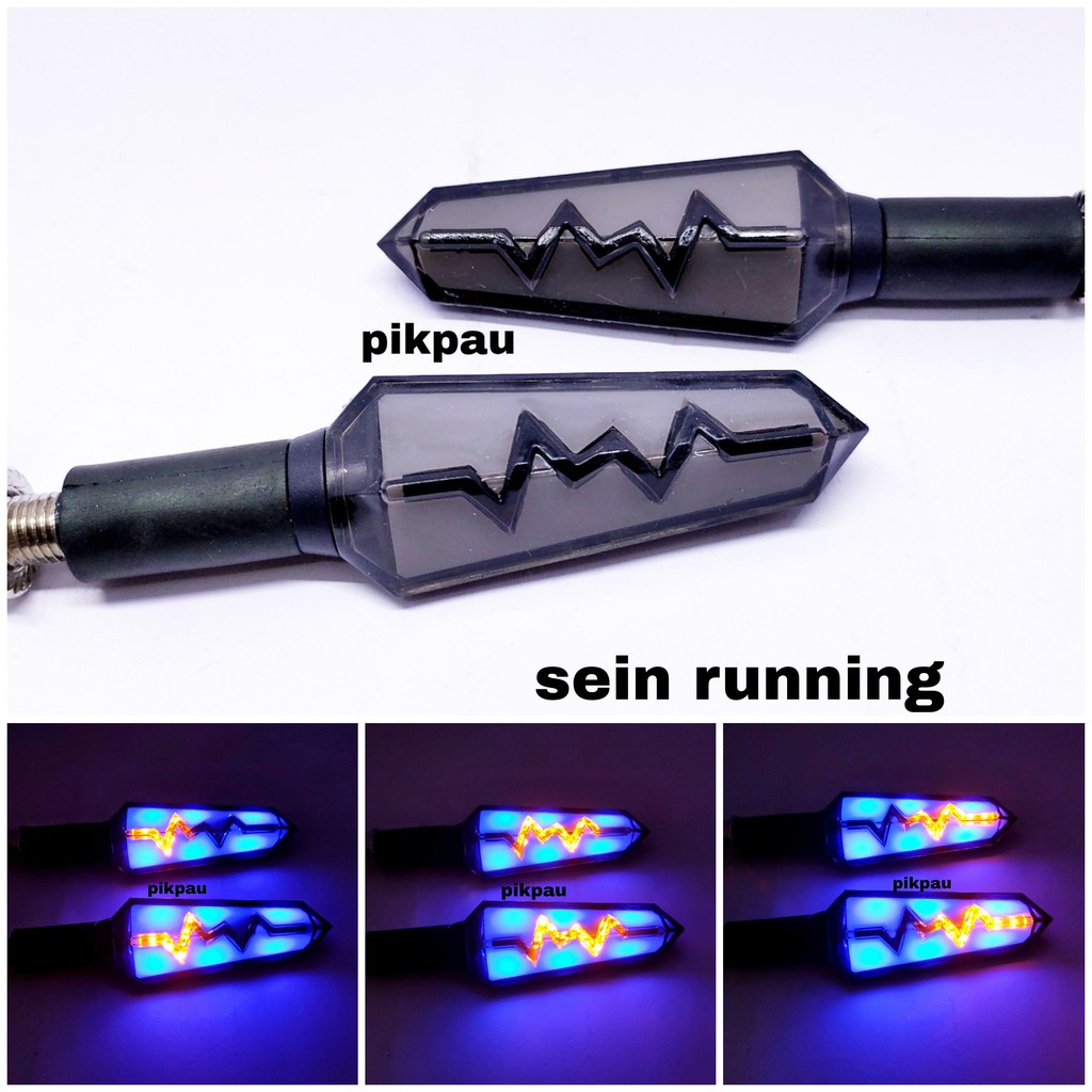 Lampu Sein Motor Petir Lancip Untuk Universal LED Sen Running Model Petir 2 Mode