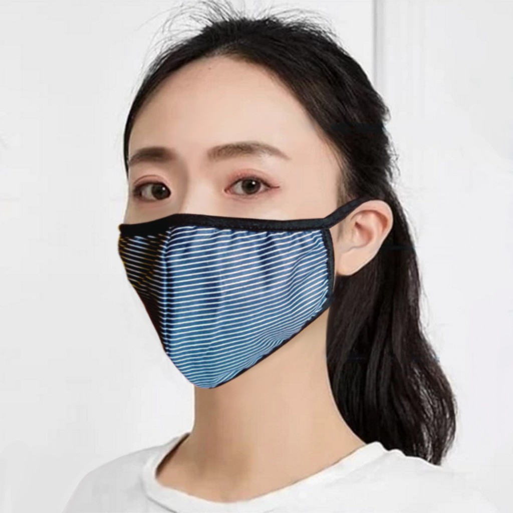 Parisdivarious Masker Kain Corak Abu  Polos Bahan Katun