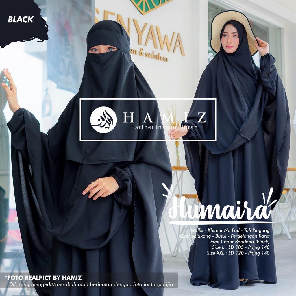 HUMAIRA SYARI gamis syari polos set khimar no pad tidak belah original HAMIZ-2