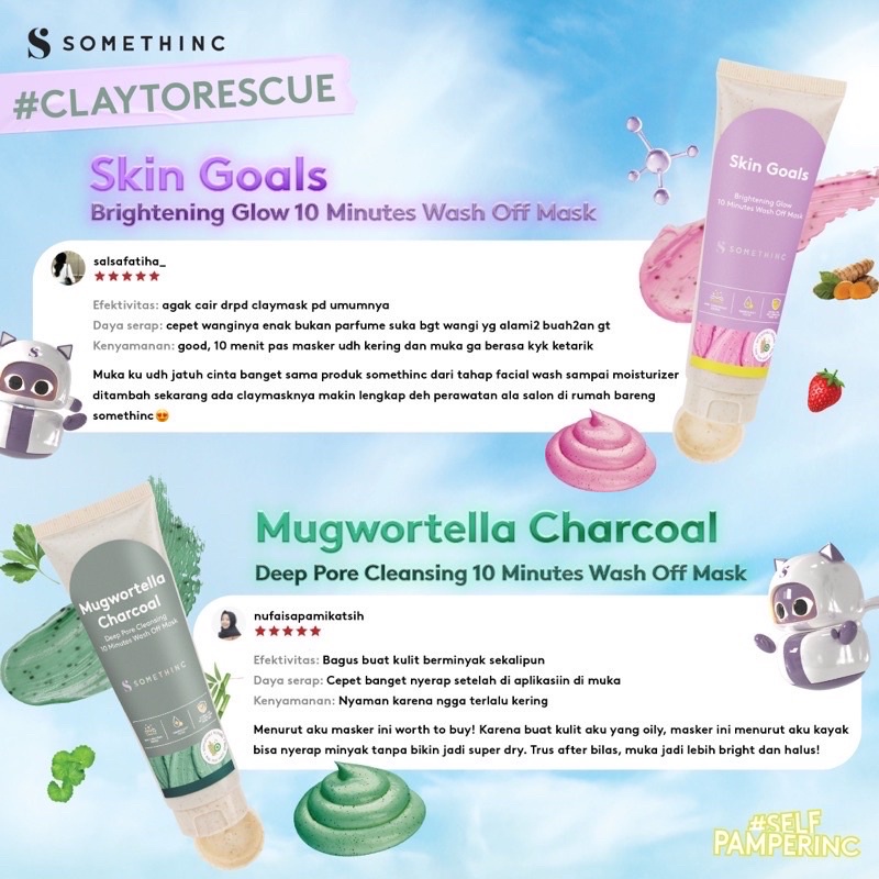 [FREEGIFT] SOMETHINC MASKER MUGWORT SKIN GOALS FACE MASK MUGWORTELLA CHARCOAL DEEP PORE CLEANSING AND SKIN GOALS BRIGHTENING GLOW 10 MINUTES WASH OFF MASK BY SOMETHINC CLAY MASK