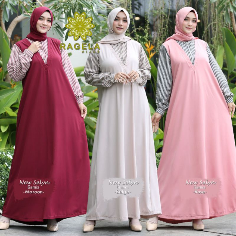 NEW SELYN DRESS || Gamis polos mix salur original Ragela Hijab