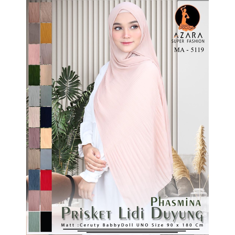 Premium PASHMINA PLISKET DUYUNG CERUTY Uno AZARA Ori Hijab Jilbab Pasmina 180x75cm-2